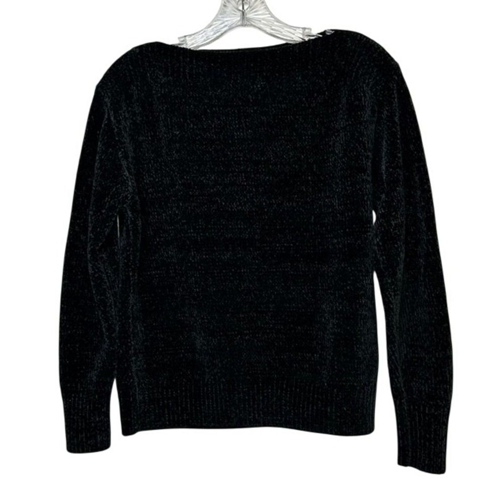 Tommy Bahama Women's Black Textured Chenille Pullover Crewneck Sweater XXS